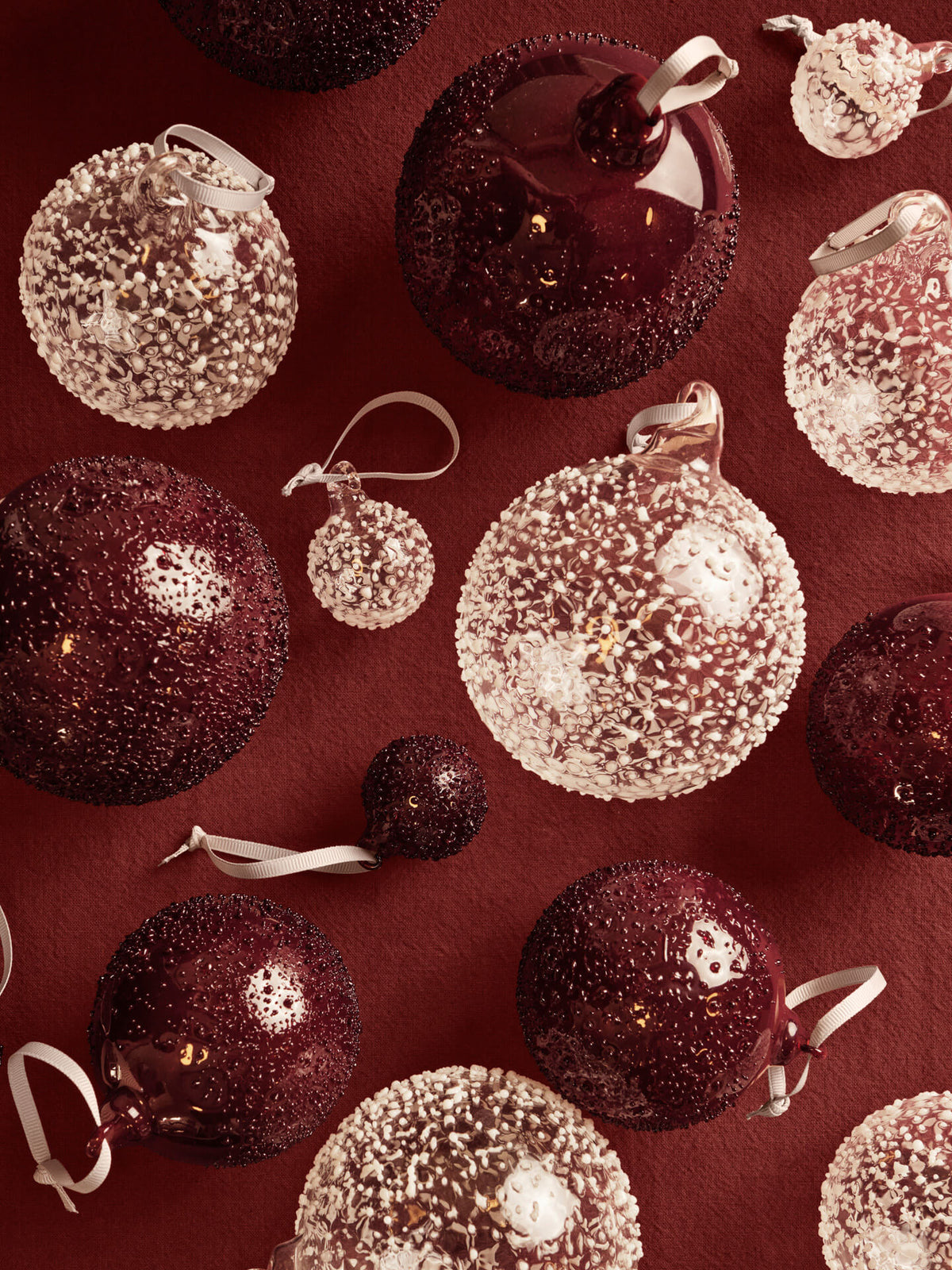 Ferm Living Flurry Glass Baubles S – Weiss, Ø 4 cm