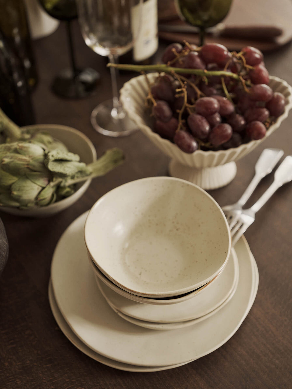 Ferm Living - Flow Bowl Medium - Off-White Speckle