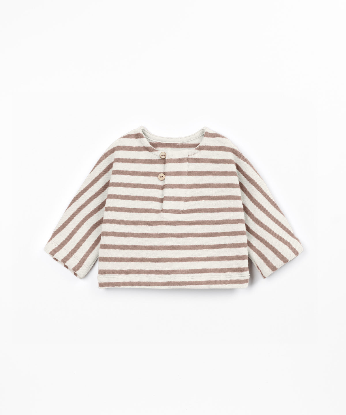 PLAY UP Strickpullover mit Streifen und angerauter Innenseite – Light Brown