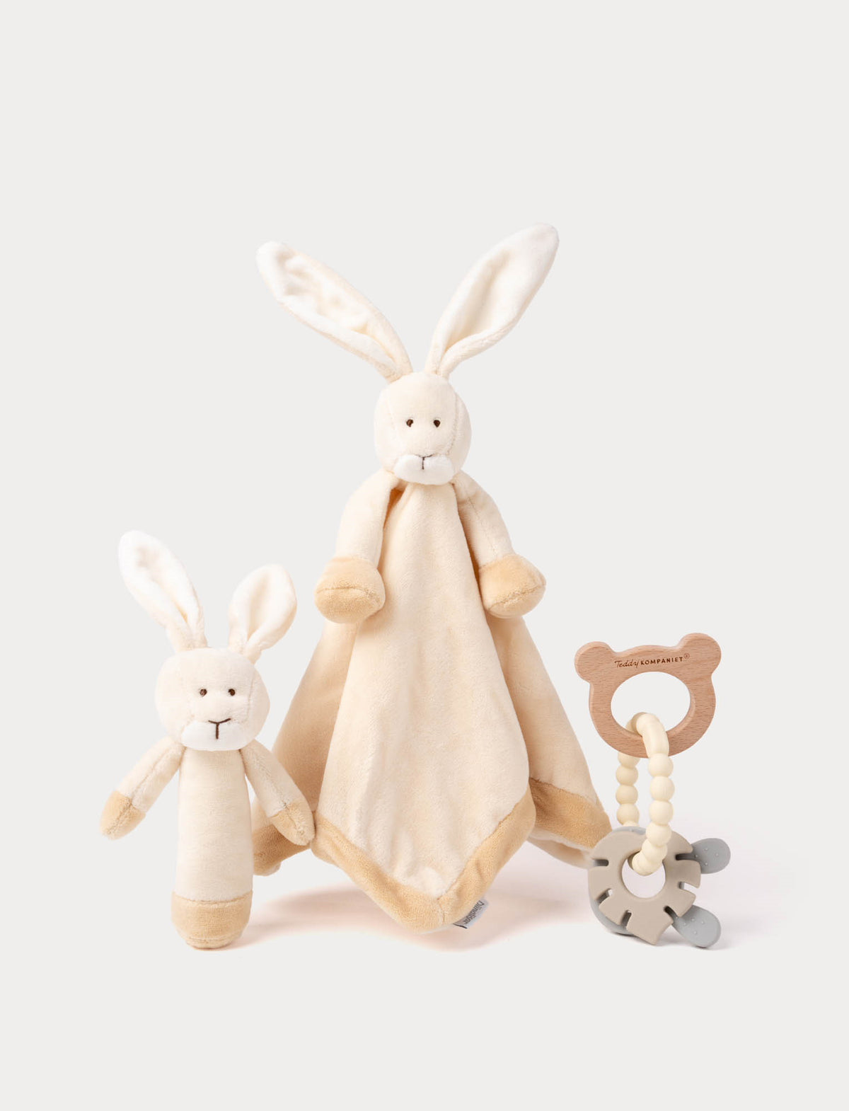 Diinglisar Baby Geschenkbox – Kuscheldecke, Rassel & Beissring Hase creme