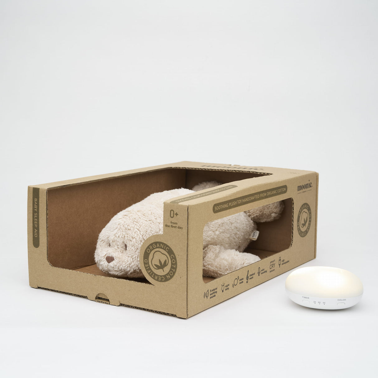 MOONIE 2.0 Robbe mit Nachtlicht – Sand