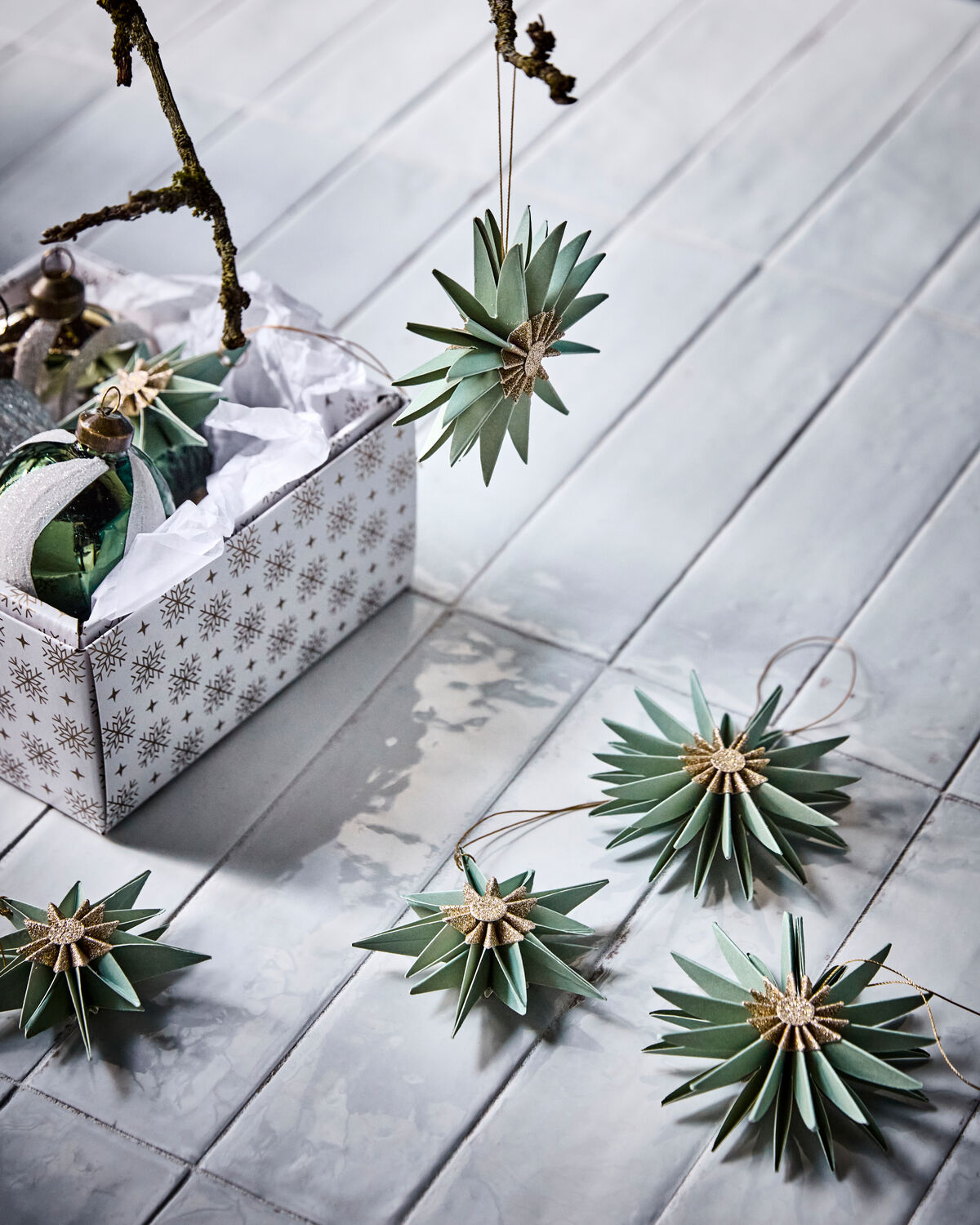 House Doctor HDStari Weihnachtsschmuck – Grün/Champagner, 6er-Set