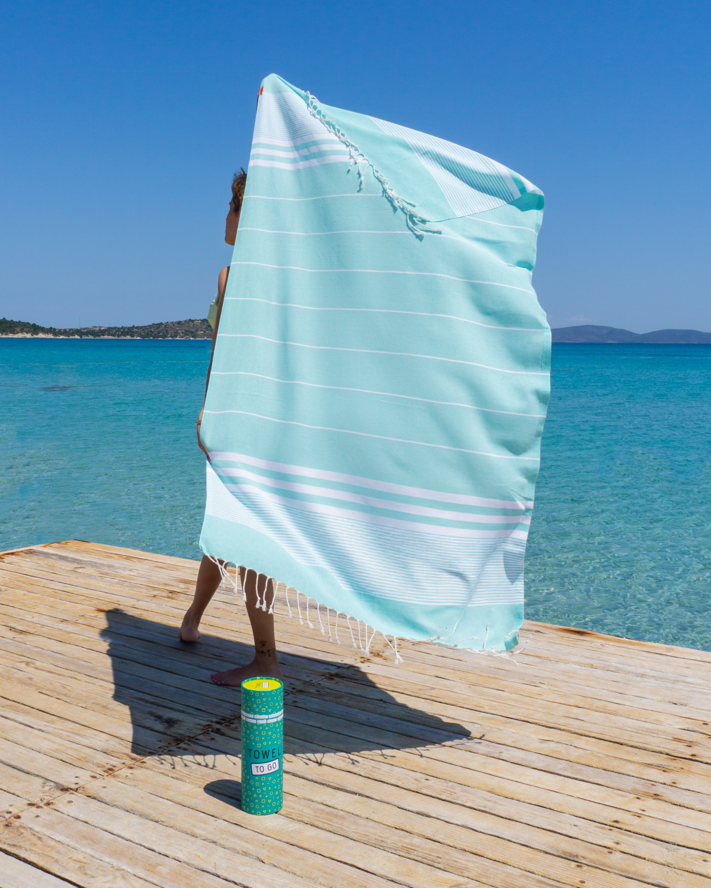 MALIBU Strandtuch, Hamamtuch mit Geschenkverpackung - Türkis
