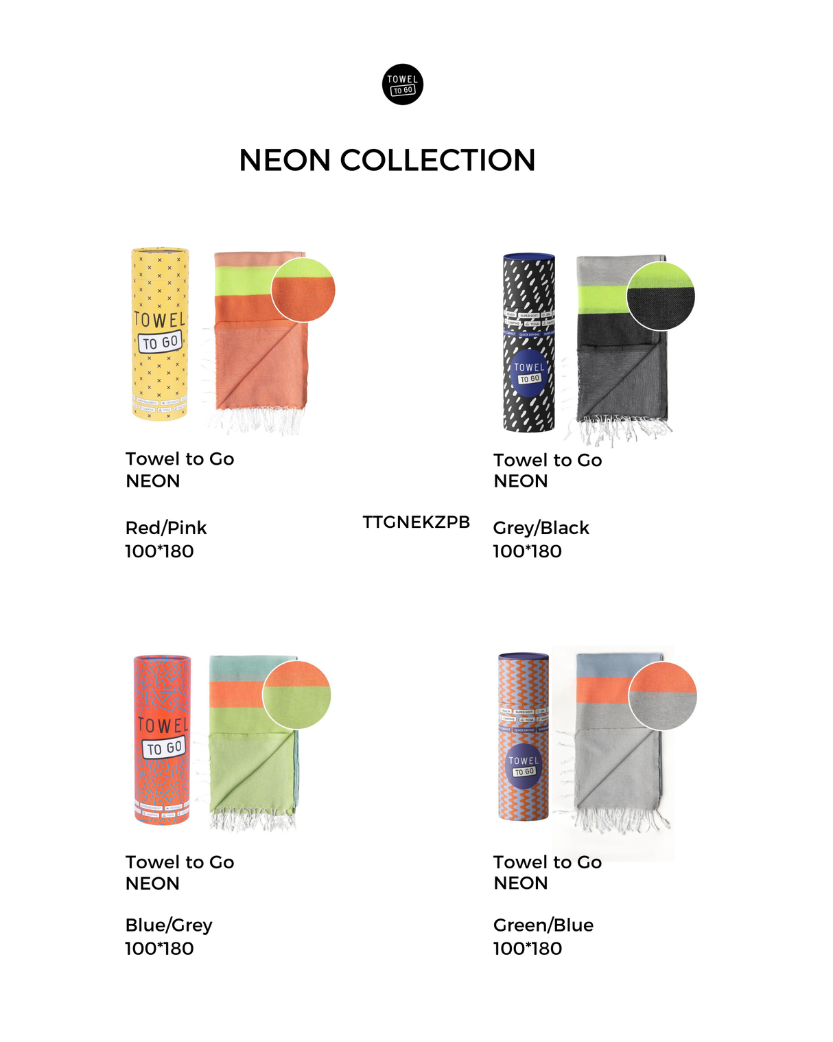NEON schnell trocknendes Handtuch aus recycelter Baumwolle in Geschenkbox Grau/Schwarz