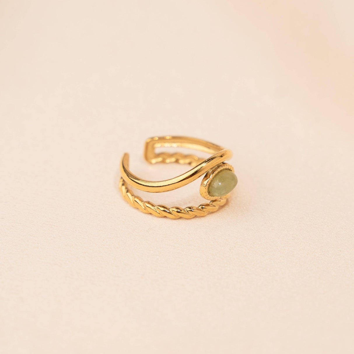 Victoire Collection Damenring mit grünem Achat – Edelstahl Gold
