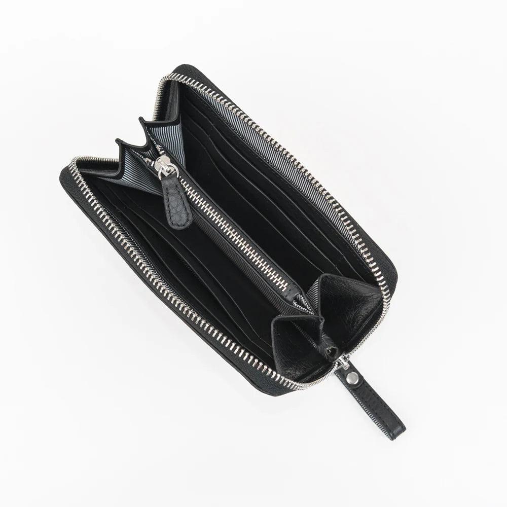 Mittleres Reissverschluss Portemonnaie Black Silver