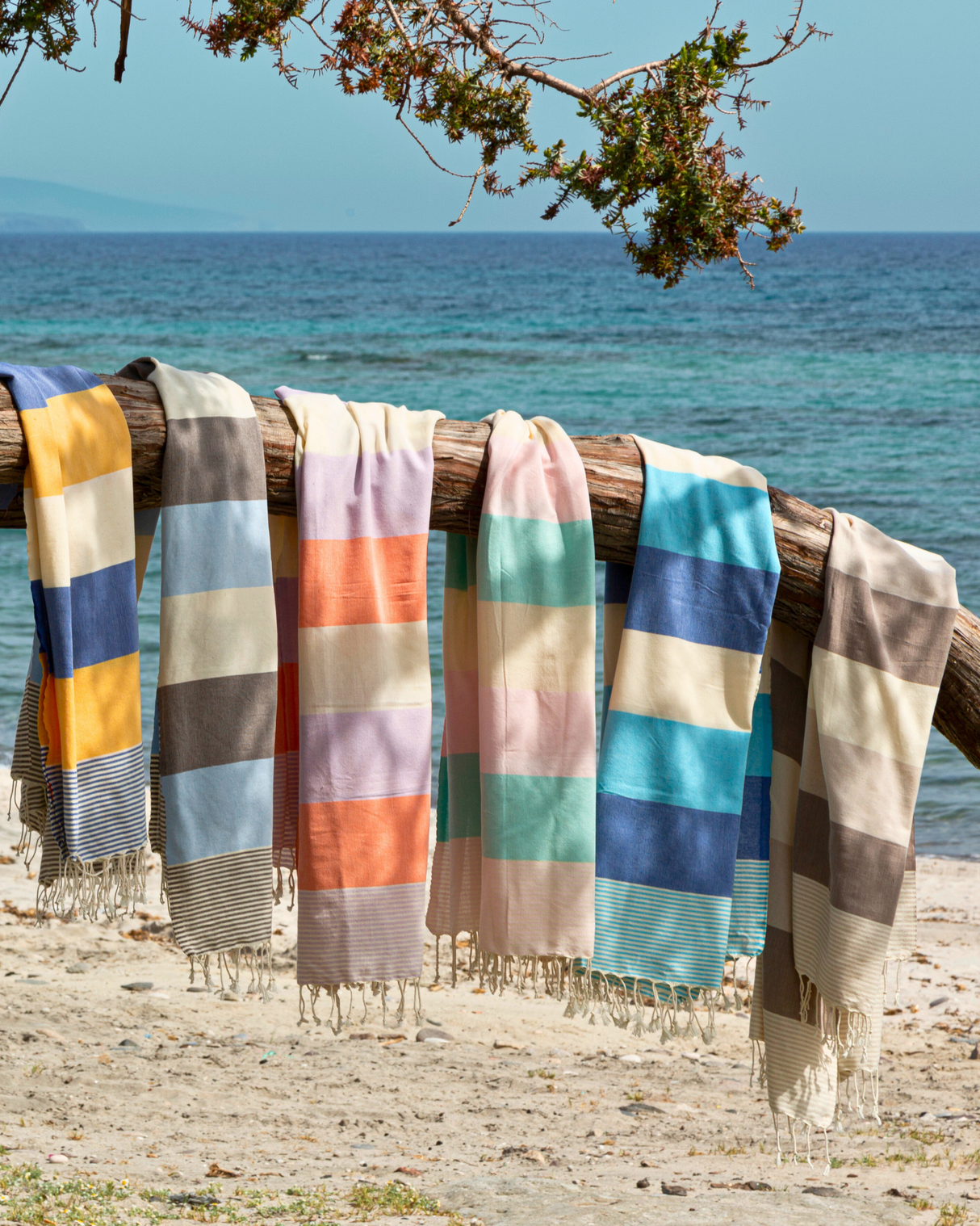PALERMO Strand-Hamam-Handtuch mit Geschenkbox / Blau - Gelb