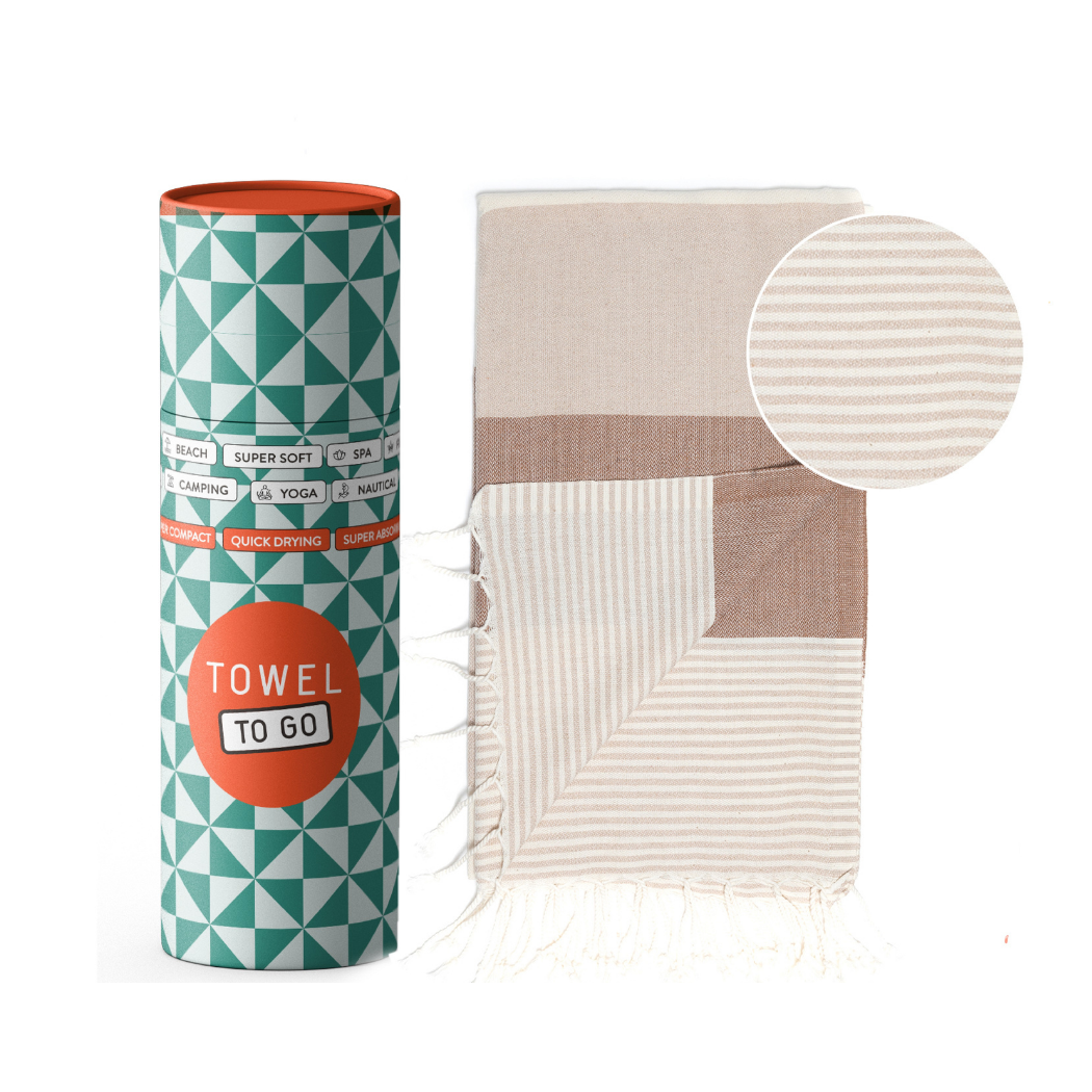PALERMO Beach Hamamtuch mit Geschenkkarton/ Beige-Braun