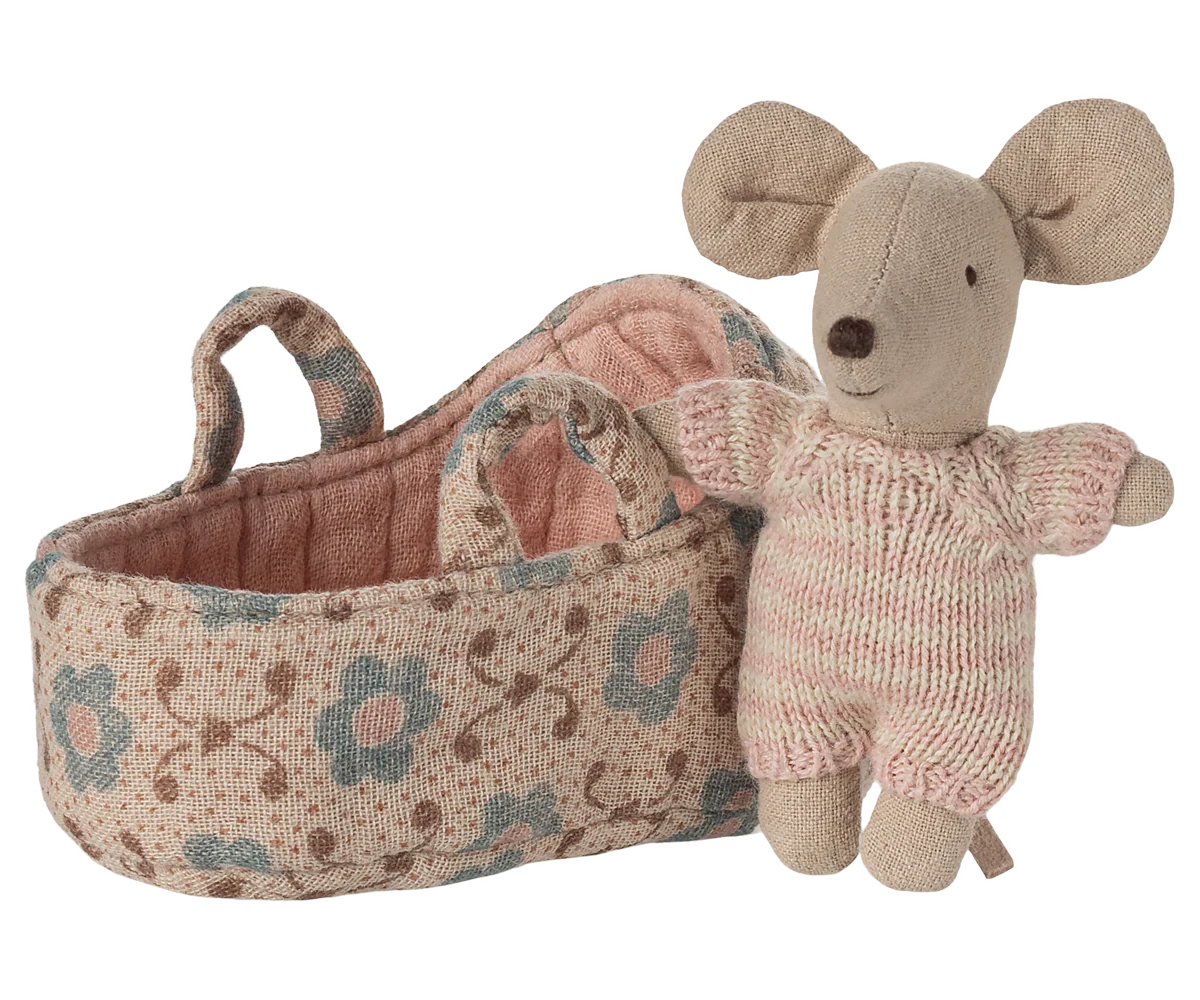 Maileg - Babymaus in Tragetasche - Rose