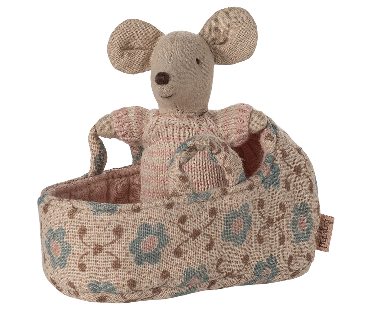 Maileg - Babymaus in Tragetasche - Rose