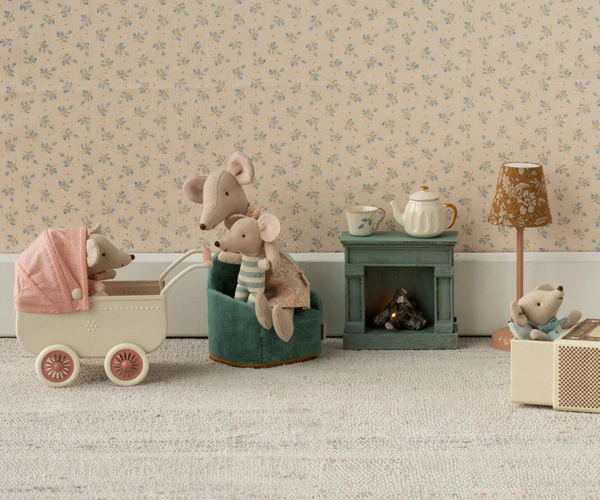 Maileg - Kamin, Maus - Blau