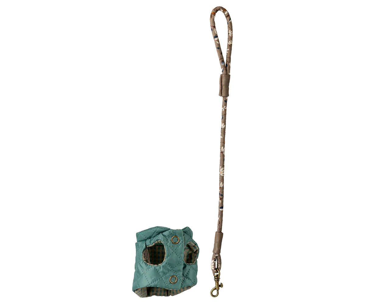 Maileg - Haustierhalsband und Leine, Dunkl Minze