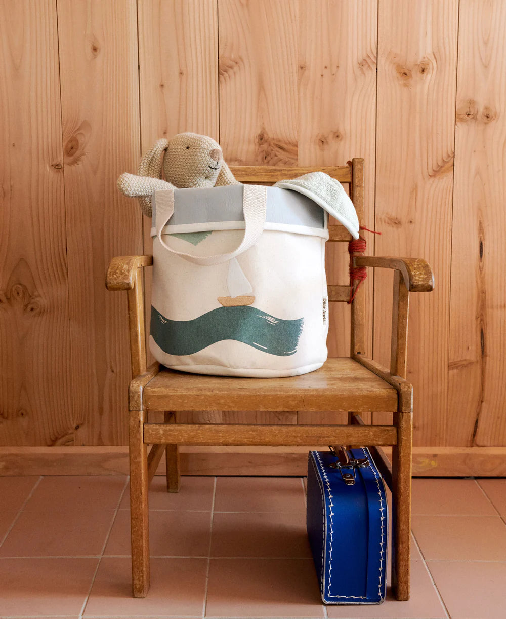 Embroidered storage baskets set of 2 Leaves