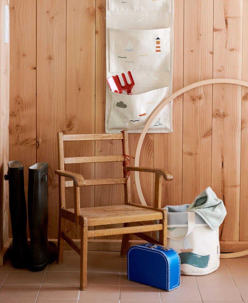 Embroidered storage baskets set of 2 Leaves