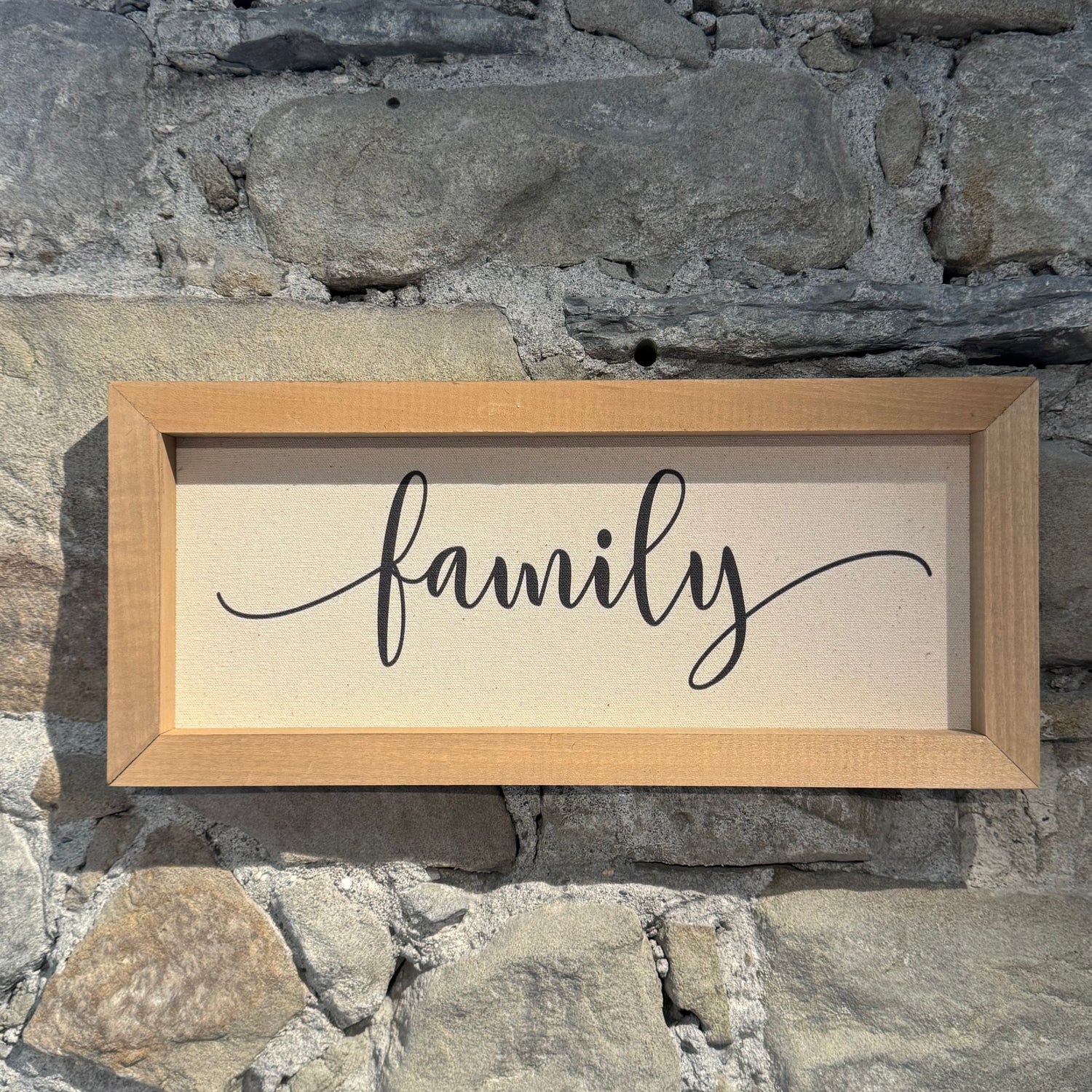 Everyday Signs – Rechteckige Leinenschilder im Eichenholzrahmen (40 x 18 cm)