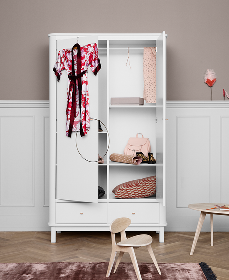 Wood wardrobe 2 doors, white