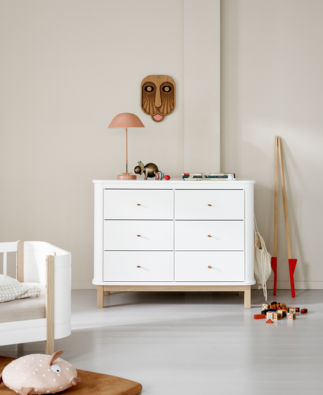 Wood chest of drawers white / oak