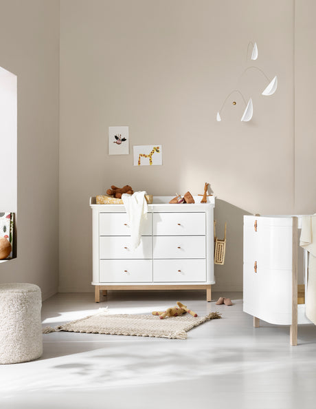 Wood changing table, large changing table white / oak