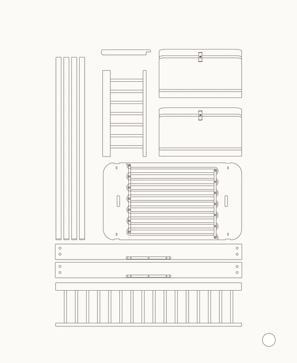 Oliver Furniture - Wood Mini+ Umbauset halbhohes Hochbett zum halbhohen Etagenbett weiss