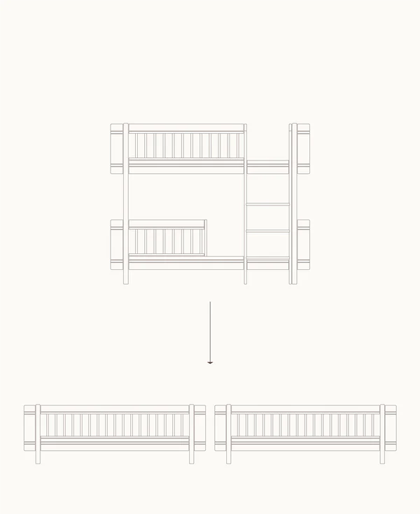 Conversion/ Half-height loft bed to bunk bed, Seaside Collection