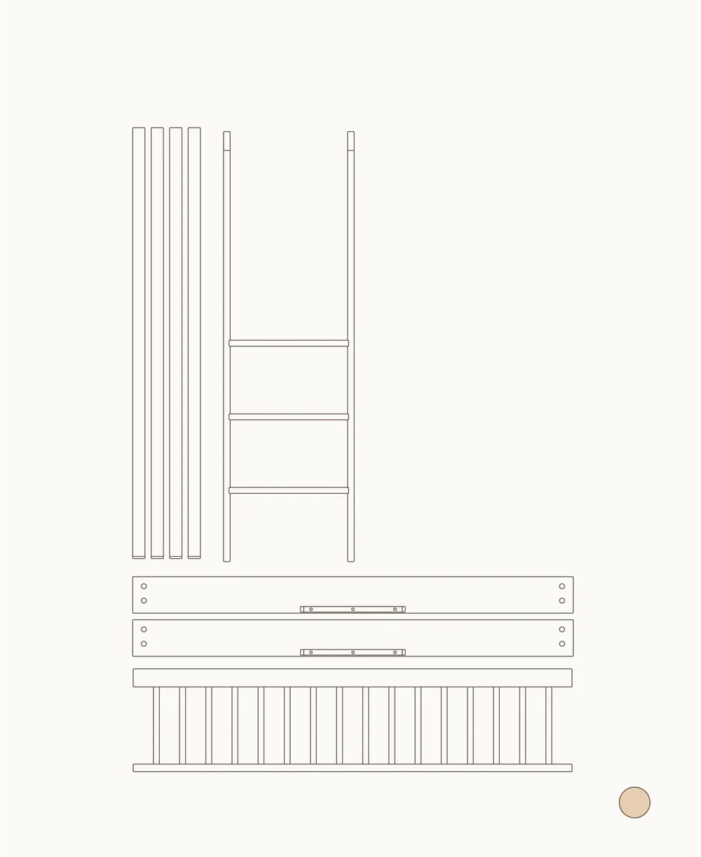 Oliver Furniture Wood Mini+ Umbauset vom Baby- und Juniorbett zum halbhohen Etagenbett, Eiche
