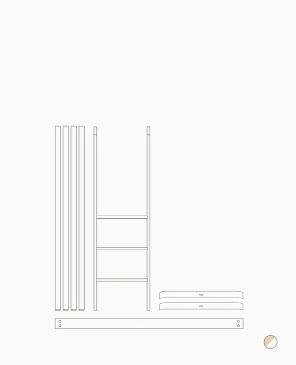 Oliver Furniture - Wood Mini+ Umbauset halbhohes Hochbett Weiss/Eiche