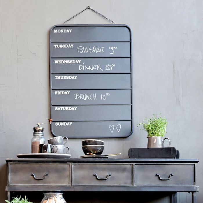 Tafel zum aufhängen mit Wochentage