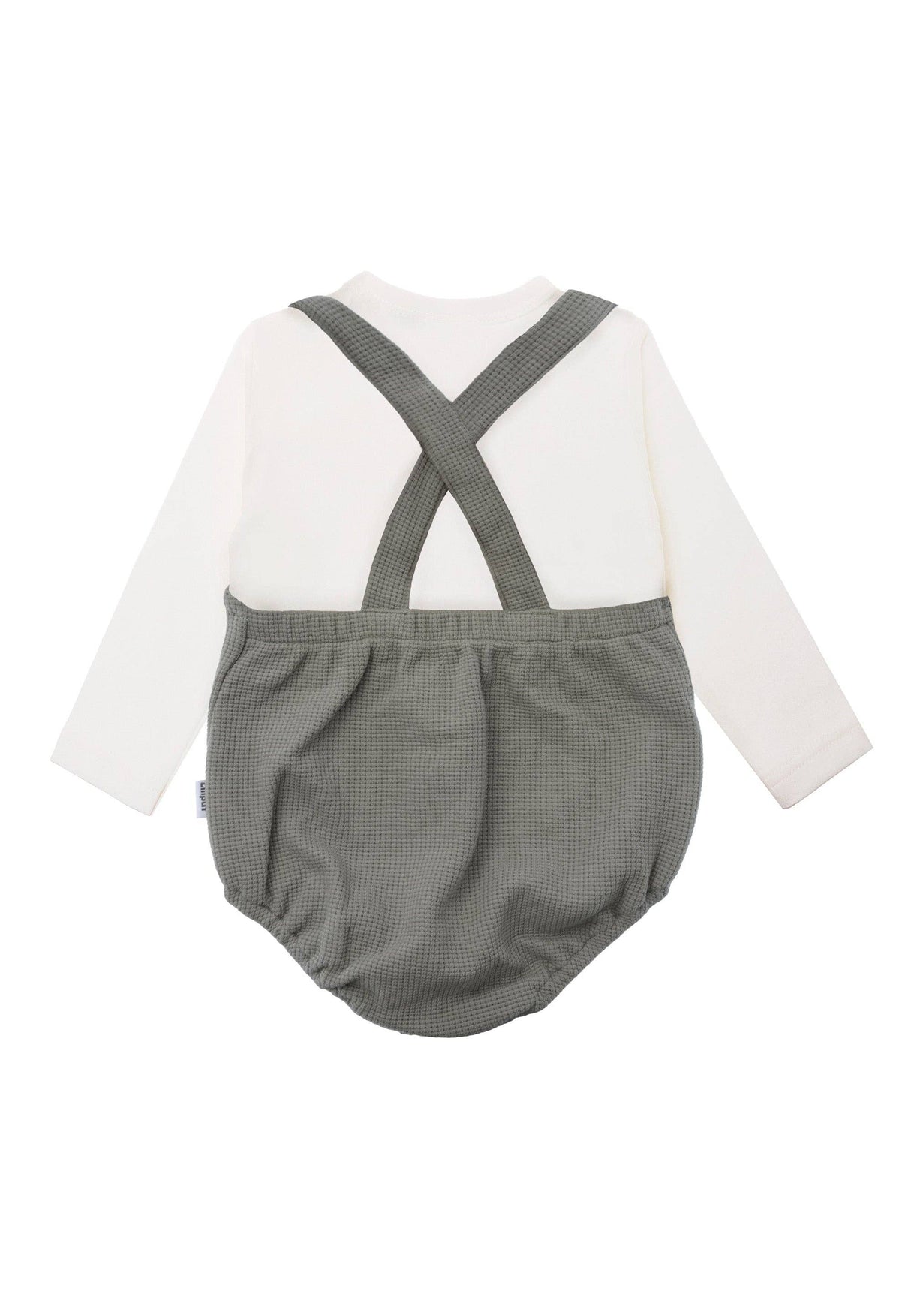 2tlg. Set mit Baby Latzhose oliv und Langarmshirt ecru