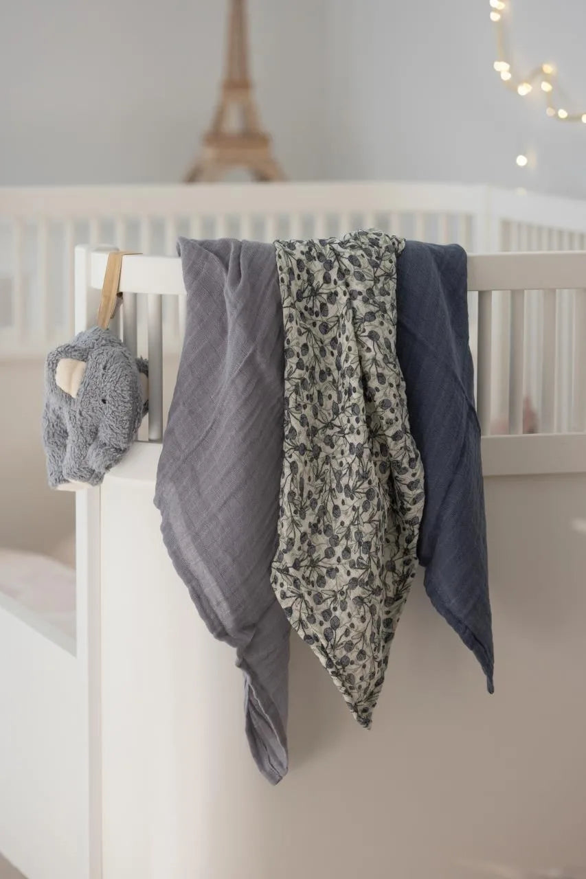 3er-Set Ultra-Soft Musselintücher in Blue olive