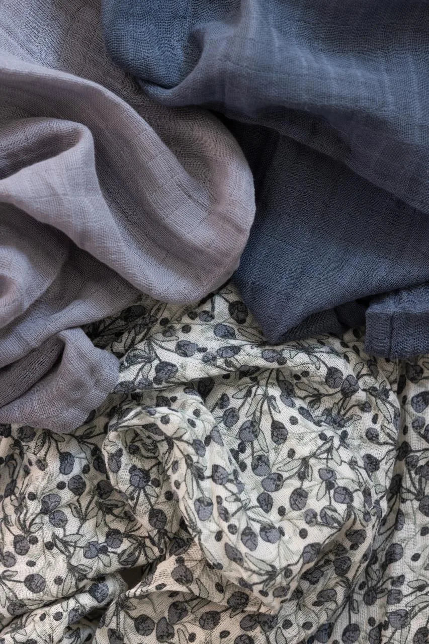 3er-Set Ultra-Soft Musselintücher in Blue olive