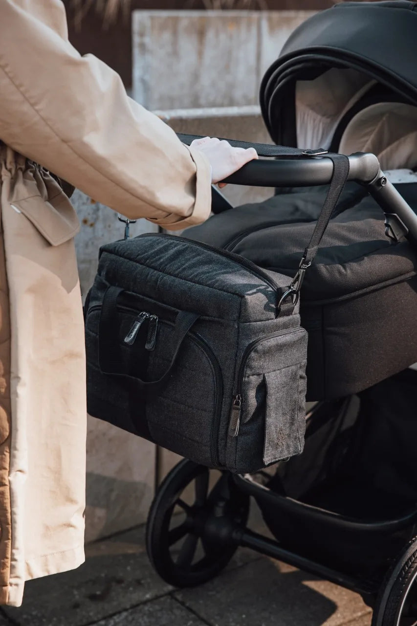 Sebra Wickeltasche mit Wickelunterlage – Dark Grey Melange