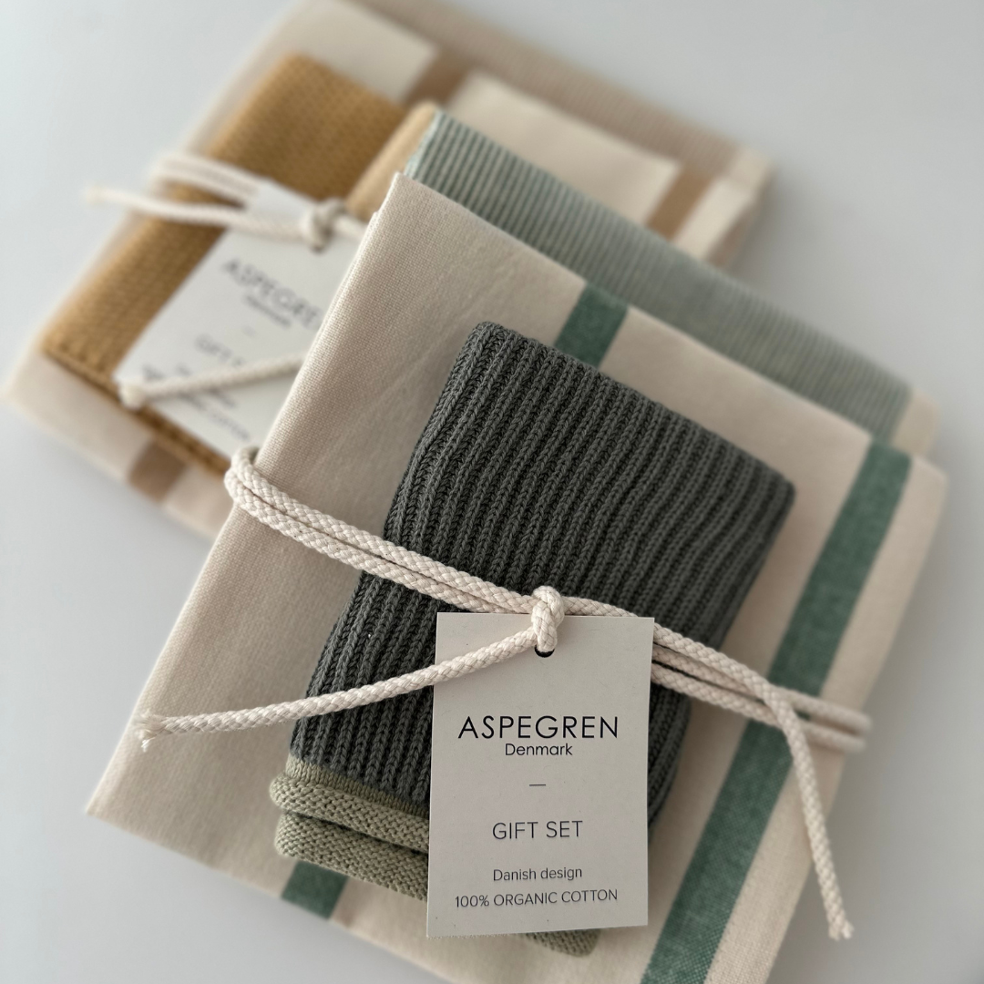 Aspegren Geschenkset Küchentextilien Bio-Baumwolle & Leinen – Golden Spice