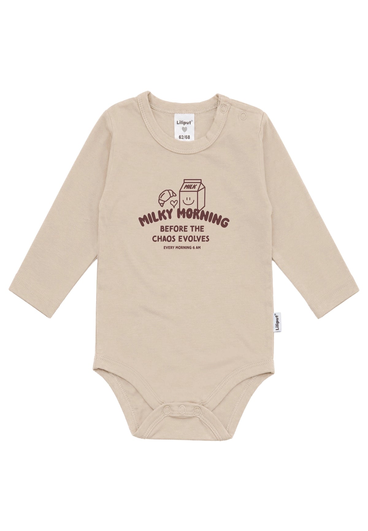 Liliput Langarm-Shirtbody „Milky Morning“ – Beige - 62/68