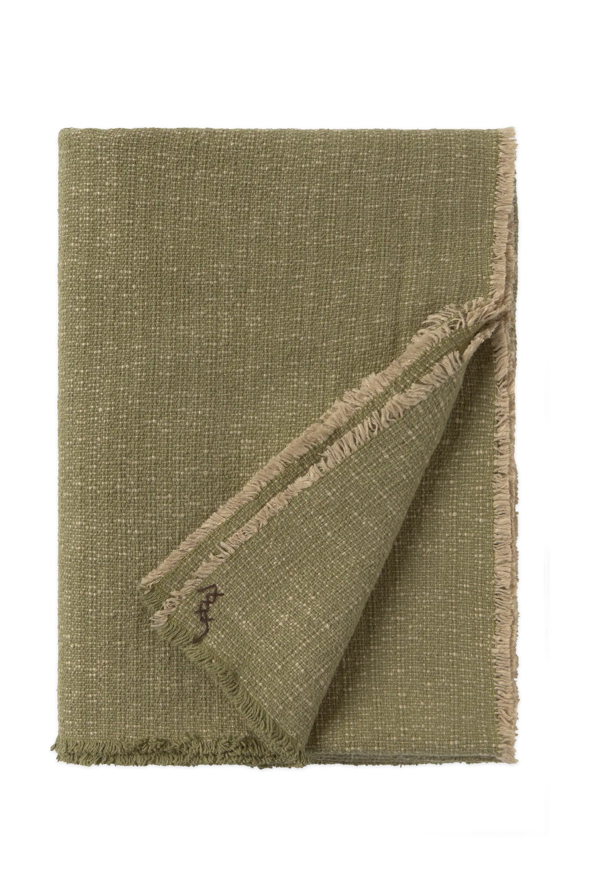 Lorena Canals Handgewebte Baumwolldecke – Khaki / Beige, 130 × 180 cm