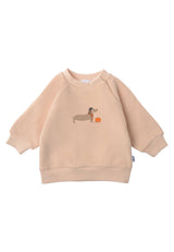 Sweatshirt in beige mit Print Herbst Dackel