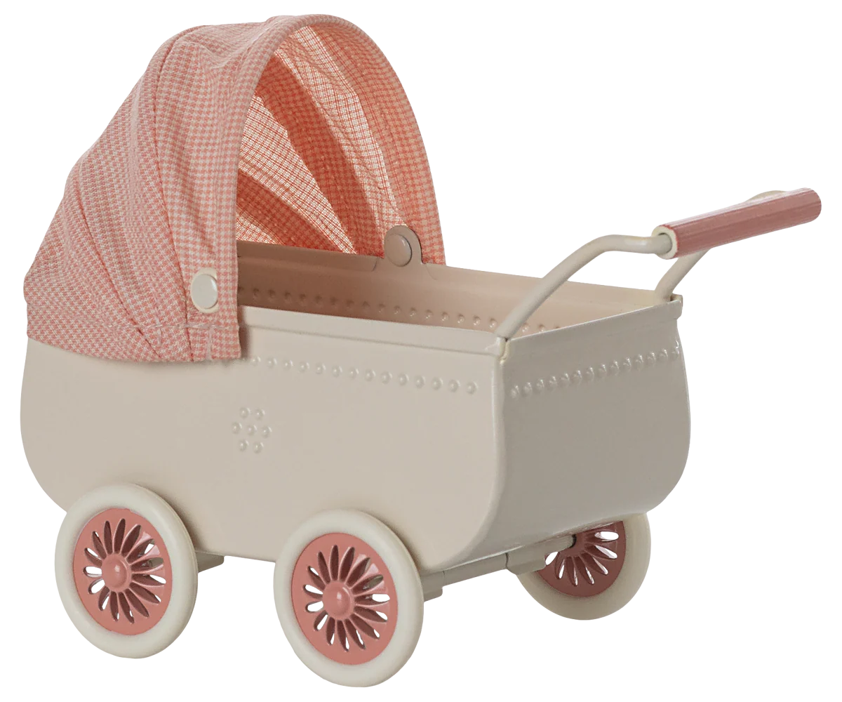Maileg - Kinderwagen, Maus - Koralle