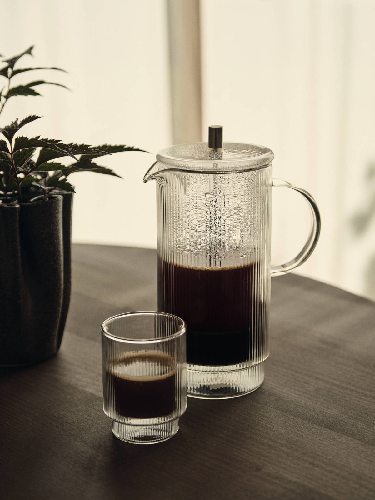 Ferm Living Ripple Thermal French Press – Kaffeebereiter aus Glas, Transparent, 1 Liter
