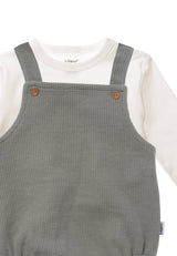 2tlg. Set mit Baby Latzhose oliv und Langarmshirt ecru