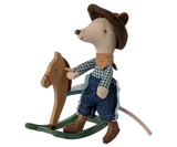 Maileg - Cowboy Maus auf Schaukelpferd