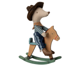 Maileg - Cowboy Maus auf Schaukelpferd