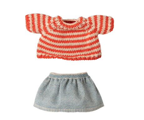 Maileg - Strickpullover und Rock, Große Schwester Maus
