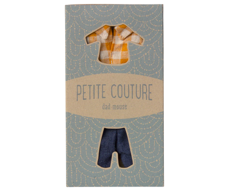 Maileg - Gelbes kariertes Hemd und Hose, Papa Maus