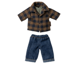 Maileg - Braunes kariertes Hemd und Hose, Papa Maus