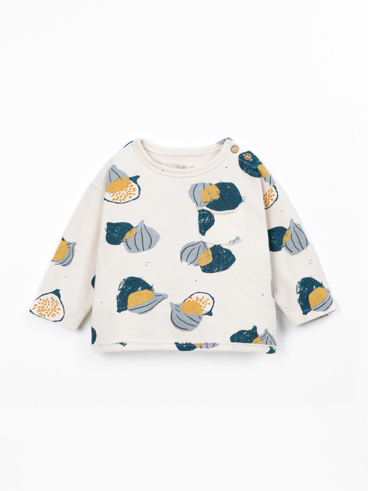PLAY UP Jersey Langarmshirt mit Feigen-Print – Beige