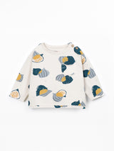 PLAY UP Jersey Langarmshirt mit Feigen-Print – Beige