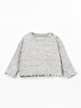 PLAY UP Strickpullover mit Schulteröffnung – Heather Gray
