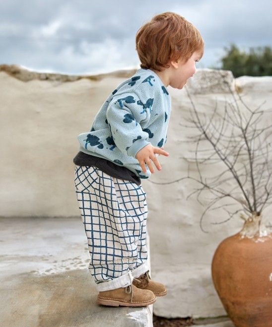 PLAY UP Stoffhose mit Karomuster – Beige