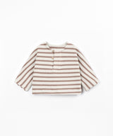 PLAY UP Strickpullover mit Streifen und angerauter Innenseite – Light Brown