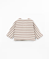 PLAY UP Strickpullover mit Streifen und angerauter Innenseite – Light Brown