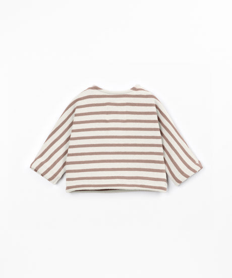 PLAY UP Strickpullover mit Streifen und angerauter Innenseite – Light Brown